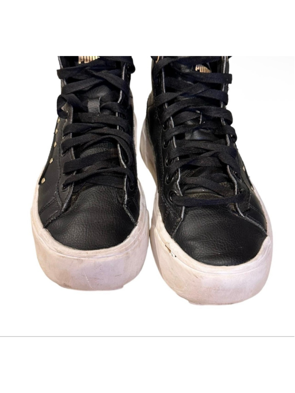 Puma Kids Kaia Stud Mid Platform Sneaker Black/Black Size 4 - Picture 3 of 8